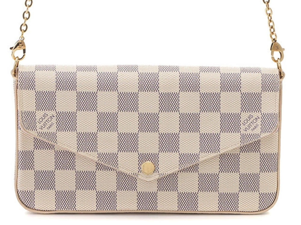 LOUIS VUITTON Pochette Felicie Damier Azur White